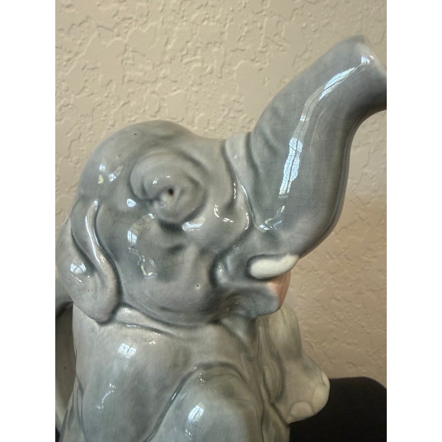 De Sarreguemines Sarreguemines French Majolica Elephant Pitcher – Model 4470 – c.1900 For Sale - Image 4 of 14