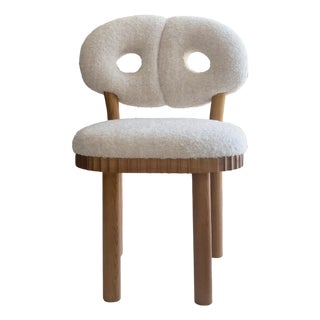 June Chair in Natural Oak and Bouclé Sauvage Fischbacher Fabric by Jérôme Bugara For Sale
