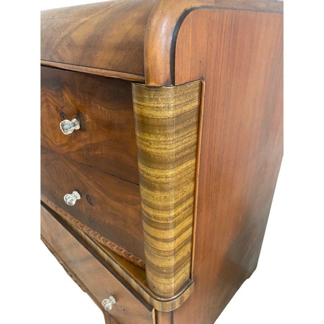 Art Deco Waterfall Art Deco Dresser Walnut For Sale - Image 3 of 6