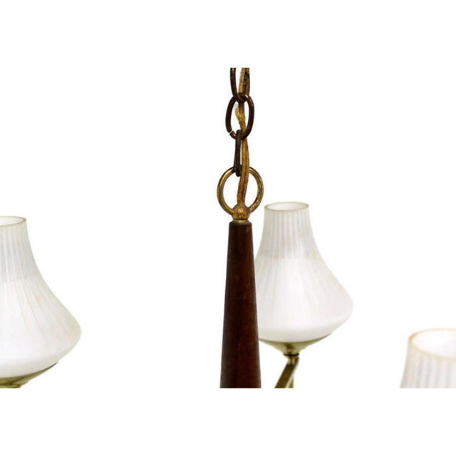 Robert Sonneman Danish Mid Century Modern Light Fixture Chandelier 5 Frosted Glass Shades For Sale - Image 4 of 8