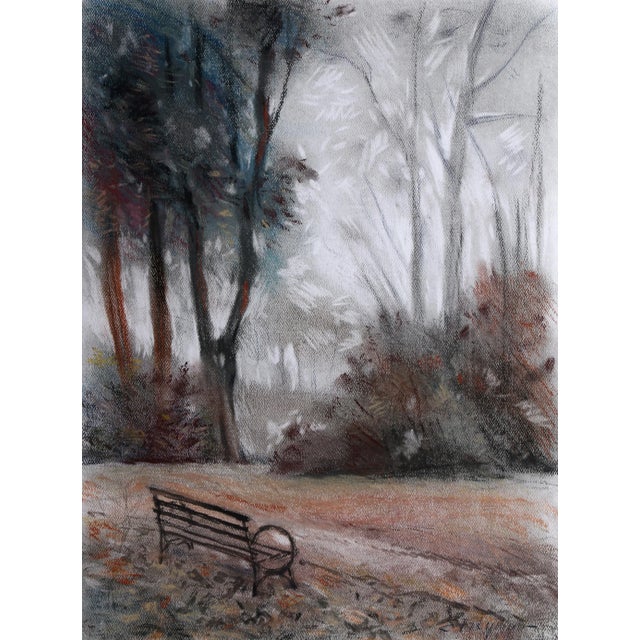 Park Bench, Erik Freyman Pastels on Paper, Signed in Pen For Sale - Image 4 of 4