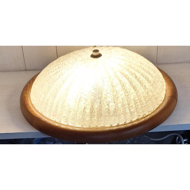 Vintage Ceiling Lamp with Segmented Ice Glass Shade by Euralux, 1980s For Sale - Image 3 of 8
