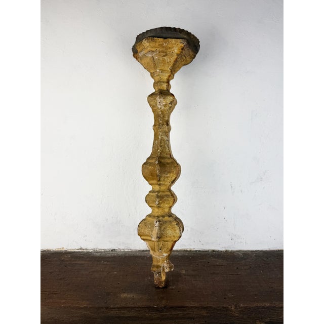 Rococo Architecture Salvage Wood Altar Candlestick For Sale - Image 3 of 18
