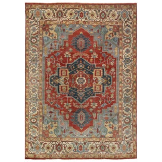 Exquisite Rugs Serapi Hand knotted Wool Red/Ivory Rug-10'x14' For Sale