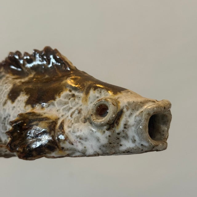 Ceramic Vintage American Folk Art Pottery Fish Sculpture - Hand-Sculpted Ceramic Decorative Object For Sale - Image 7 of 7