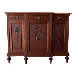 Antique French Louis XVI - Style Oak and Marble Top Buffet For Sale