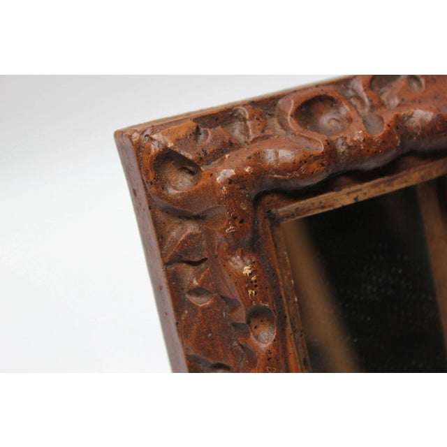 Small Faux-Wood Resin Accent Wall Mirror For Sale - Image 9 of 13