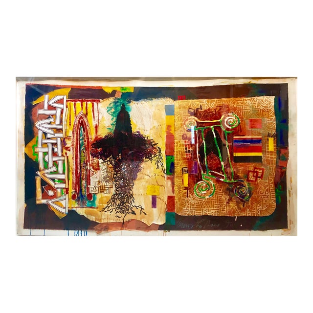 Terence La Noue, Huge Abstract Modernist "August Series" Mixed Media Monotype Colorful Painting, 1990 For Sale