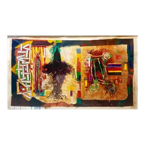 Terence La Noue, Huge Abstract Modernist "August Series" Mixed Media Monotype Colorful Painting, 1990