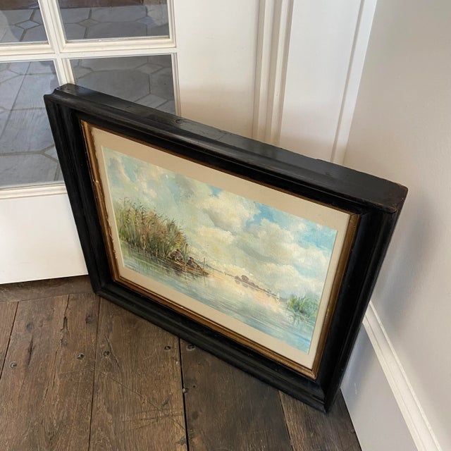 Listed British Artist Bernard Harper Wiles 1883-1966 - Signed Framed Watercolor Painting of Men Fishing For Sale - Image 11 of 12