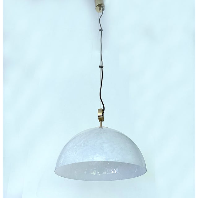 Mid-Century Modern Space Age Pendant Light in Glass from Glashütte Limburg, 1950s For Sale - Image 3 of 18