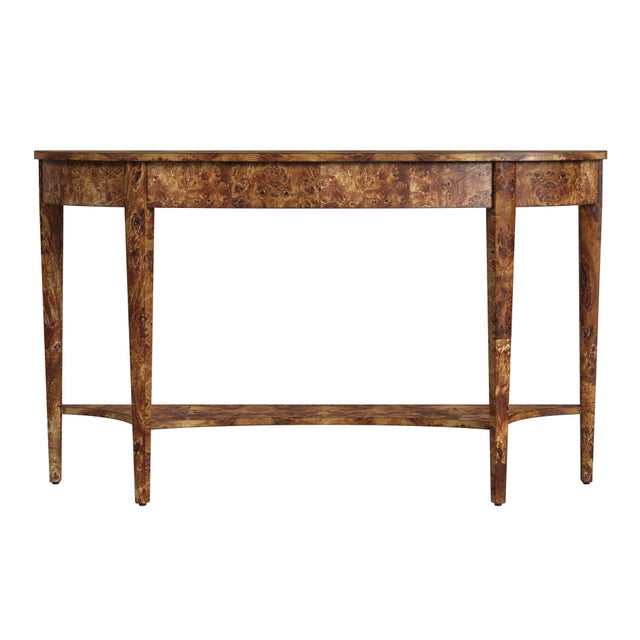 2020s Astor 54"W Demilune Console Table, Traditional Burl For Sale - Image 5 of 9