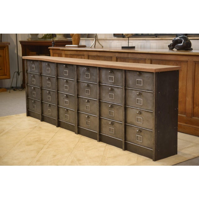 1950s Six-Column Filing Cabinet with Oak Top by Strafor, 1950s For Sale - Image 5 of 16