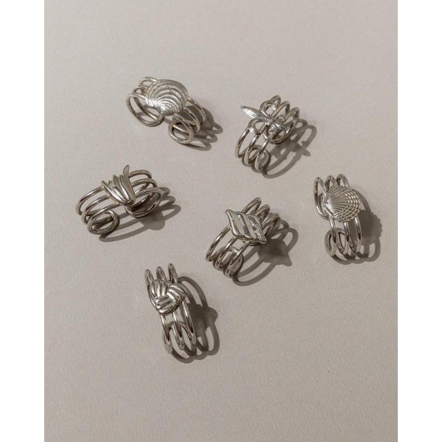 Metal Vintage Napkin Rings, 1960s, Set of 6 For Sale - Image 7 of 11