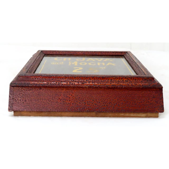 Coffee Antique American Country Store Counter Front Oak Bin Selling Display Filled With Real Coffee Beans For Sale - Image 8 of 13