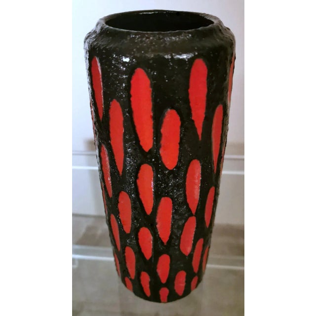 Contemporary Vintage Fat Lava Style German Colored Ceramic Glazed Vase For Sale - Image 3 of 12