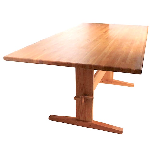 Mid Century Scandinavian Trestle Base Dining Table For Sale - Image 9 of 13