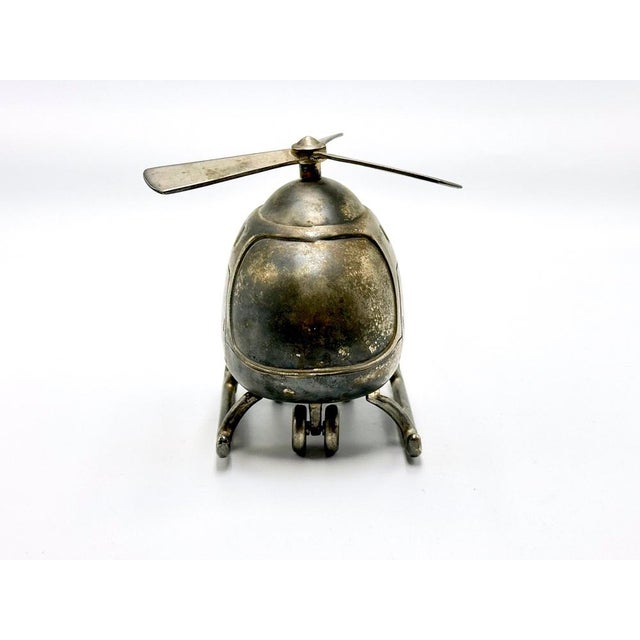 Vintage Silver-Plated Helicopter Piggy Bank, 1960s For Sale - Image 4 of 9