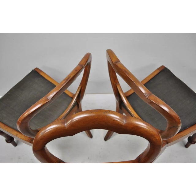 Antique English Victorian Balloon Back Mahogany Library Side Chairs - Set of 4 For Sale - Image 12 of 12