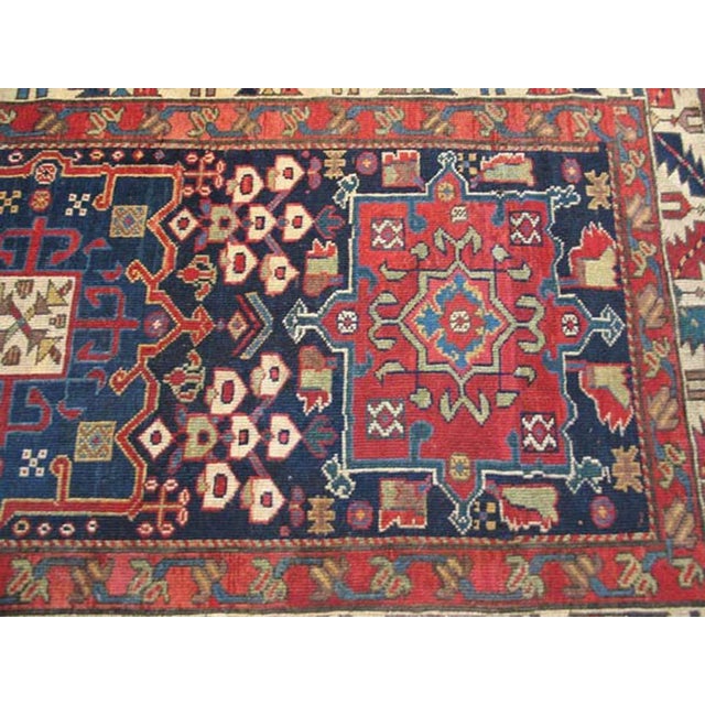 Early 20th Century 1900s Blue Navy Geometric Antique Nw Persian Rug 3.08 X 10.04 Handknotted Wool Carpet For Sale - Image 5 of 5