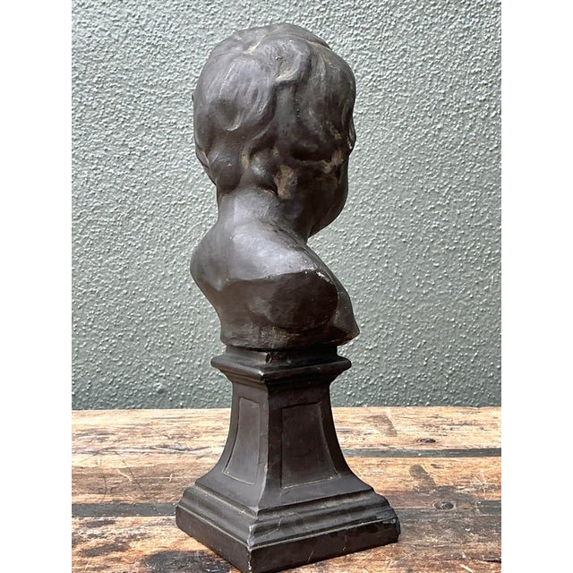 Vintage Cast Bronze Bust of Baby For Sale - Image 10 of 12