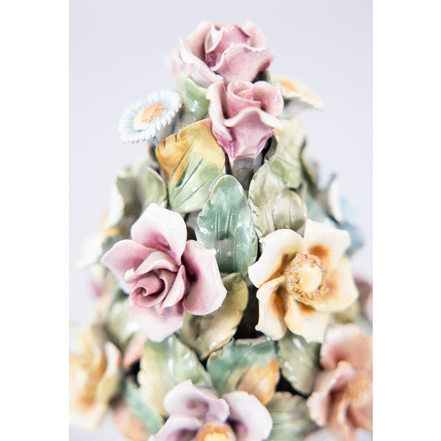 Paint Vintage Italian Majolica Floral Roses Topiary For Sale - Image 7 of 11