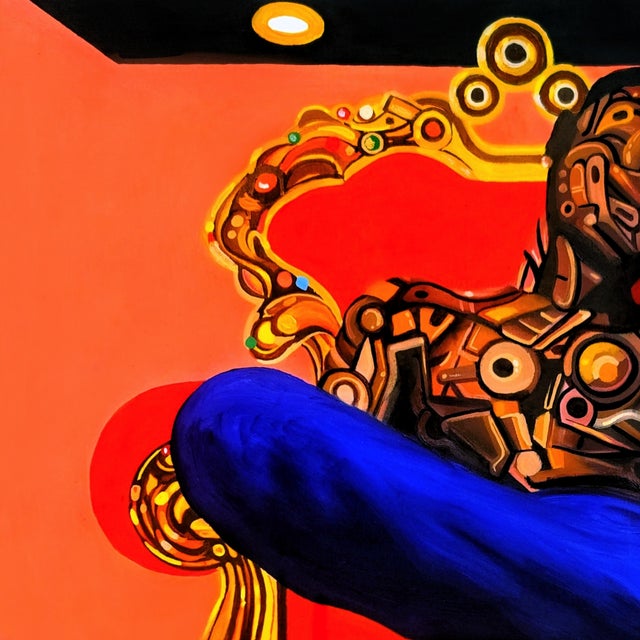 "Mirror Man", Oil and Acrylic on Canvas Painting by Ara Deinde, Oversized Painting For Sale - Image 4 of 5