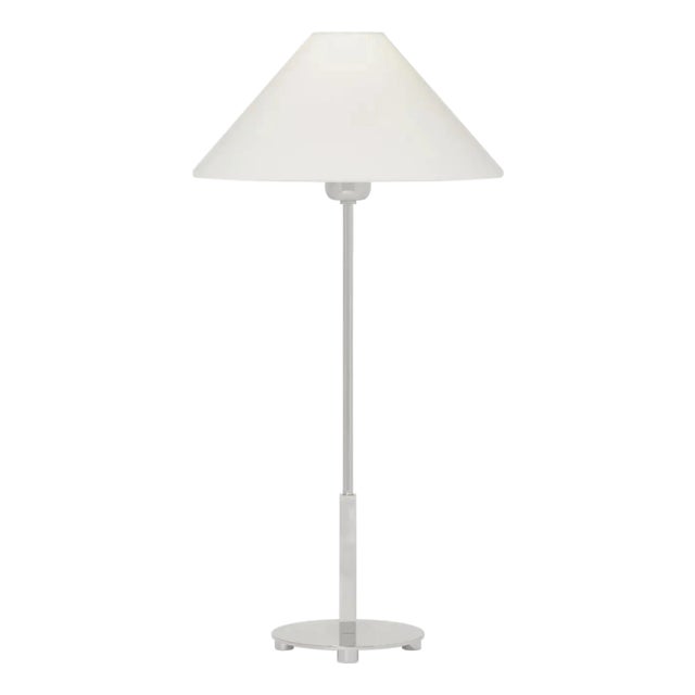 J. Randall Powers by Visual Comfort Signature Hackney Table Lamp in Polished Nickel with Linen Shade For Sale