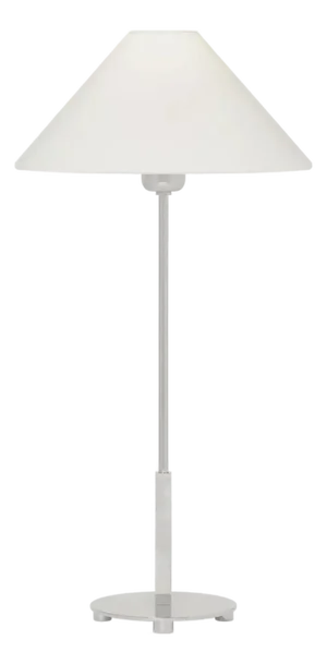 J. Randall Powers by Visual Comfort Signature Hackney Table Lamp in Polished Nickel with Linen Shade