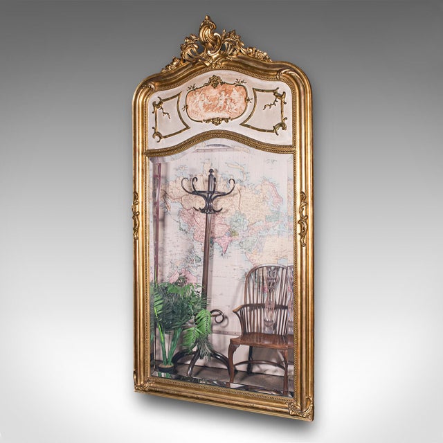 French Large Vintage Pier Mirror, French Giltwood, Rocaille, Louis XV Revival, Art Deco For Sale - Image 3 of 11