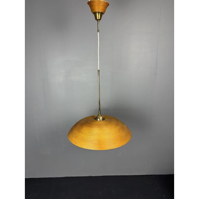 Wood Mid-Century Modern Rattan Bamboo Pendant Lamps, 1970s, Set of 3 For Sale - Image 7 of 16