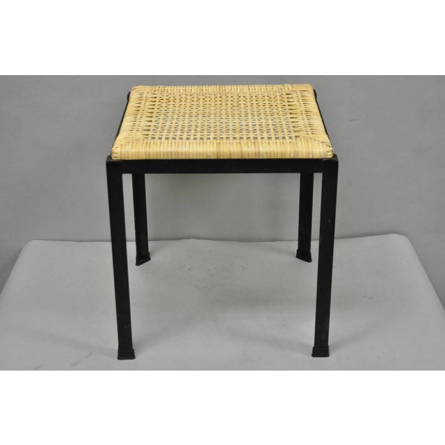 Mid Century Modern Danny Ho Fong Tropi-Cal Iron Cane Side Table Stool - Set of 4 For Sale - Image 16 of 18