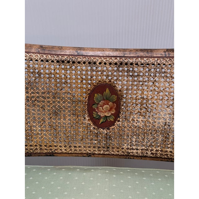 Regency Style Caned Bench With Cushion For Sale - Image 9 of 12