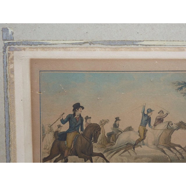 Rustic European Antique French Horse Racing Aquatint Etching For Sale - Image 3 of 6