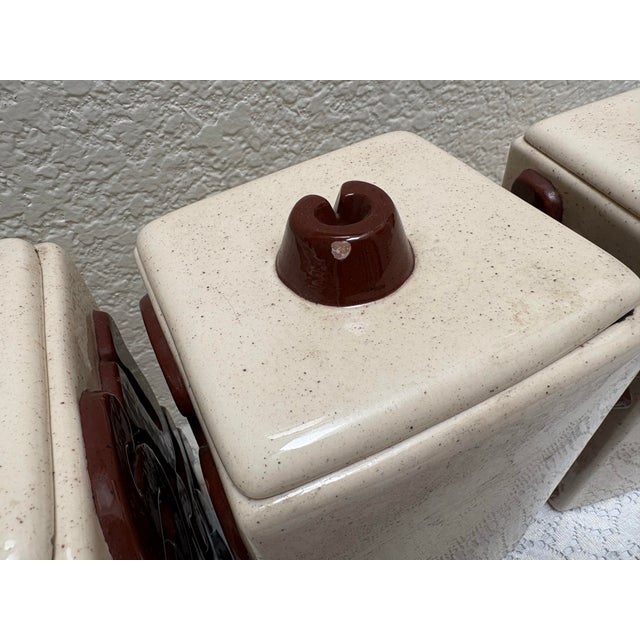 Vintage Handcrafted Pottery Groovy Ceramic Kitchen Canisters, Set of Four For Sale - Image 9 of 12