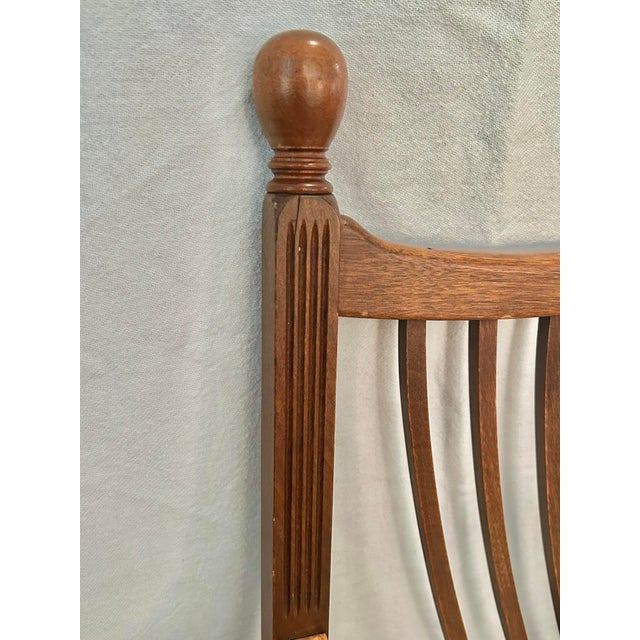 Wood Antique C. 1900 Edwardian Sheraton Revival Carved Wood Settee, Newly Upholstered For Sale - Image 7 of 12