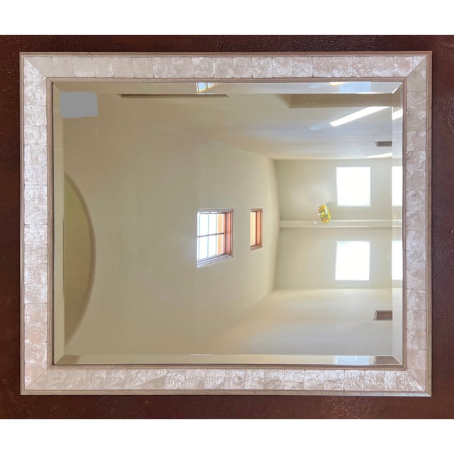 1990s Handcrafted Mother of Pearl Shell Mirror For Sale - Image 4 of 14