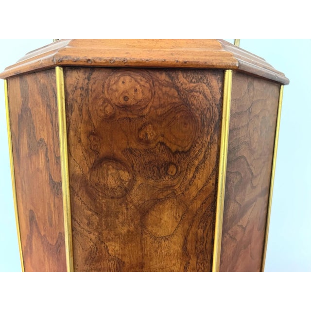 Brown 1960s Burl Wood Column Lamp & Shade by Knob Creek For Sale - Image 8 of 18