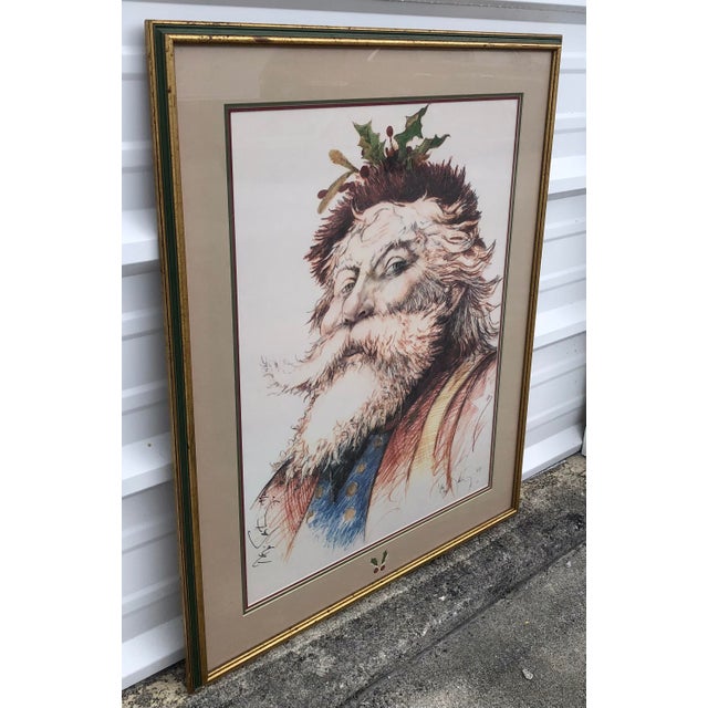 Vintage 1991 "Saint Nicholas" Ramon Santiago Hand Signed Framed Christmas Art Print For Sale - Image 9 of 13