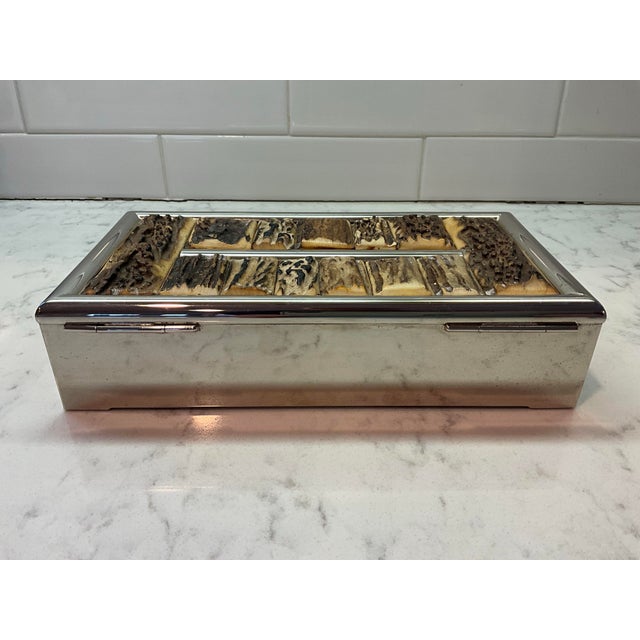 Mid-Century Modern Gucci Italy Vintage Horn Cigarette Dresser Trinket Box For Sale - Image 3 of 11