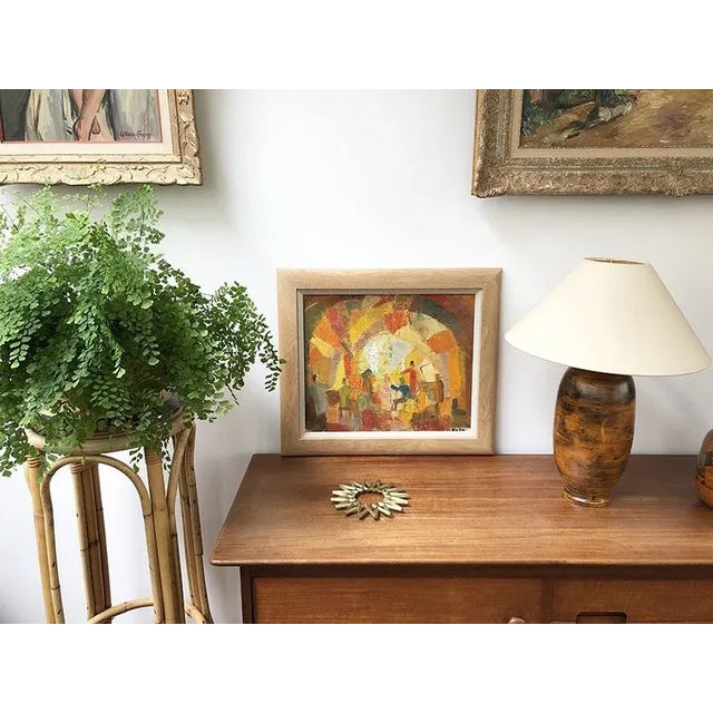 The life-drawing class', oil on board, by french (likely) artist m david (circa 1960s). A swirling, colourfully vivacious...