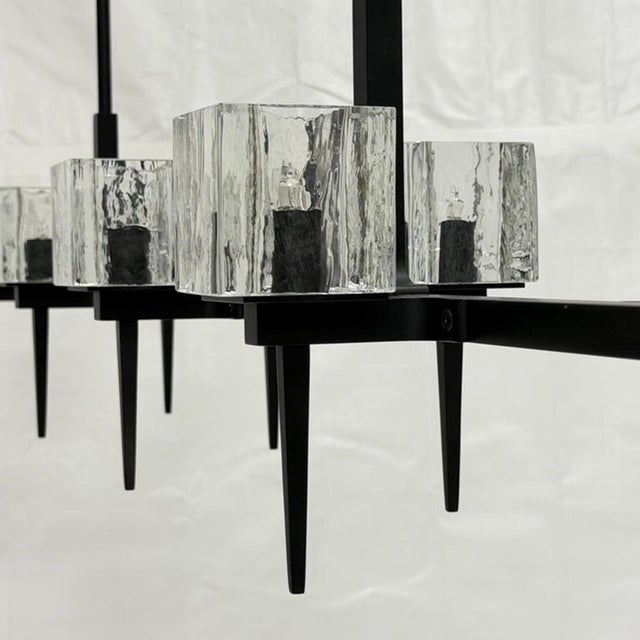 Marian Jamieson "Kellen" Chandelier, Blackened Steel & Murano Glass Style Shades For Sale - Image 10 of 18