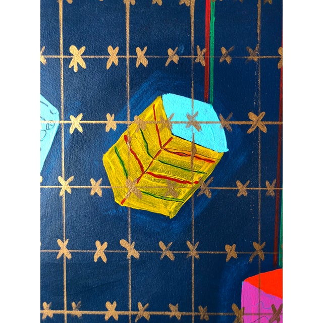 Frances Schifflette Hicks Abstract "Floating Cubes" 1980s San Francisco