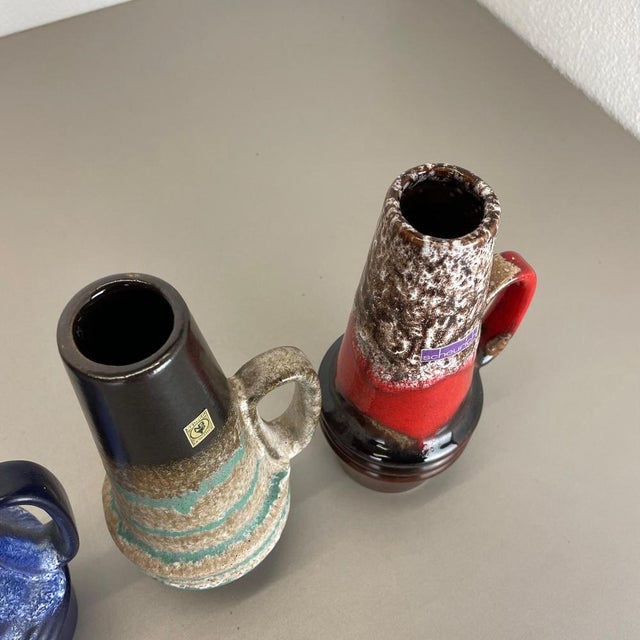 Vintage Pottery Fat Lava Vases by Scheurich, Germany, 1970s, Set of 4 For Sale - Image 16 of 18