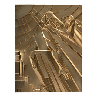 Art Deco Bas-Relief Gold After Rene Paul Chambellan, Chanin Building New York City For Sale