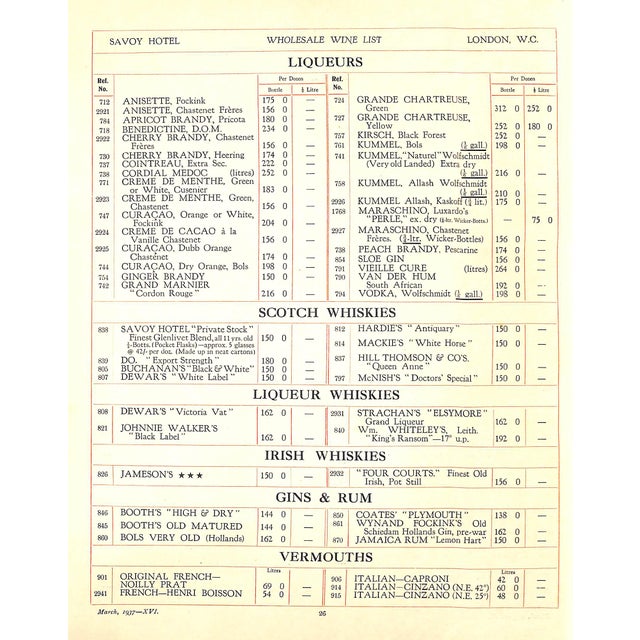"A Book of Wine and the Wholesale Prices of Wines in the Savoy Cellar" 1937 For Sale - Image 11 of 16