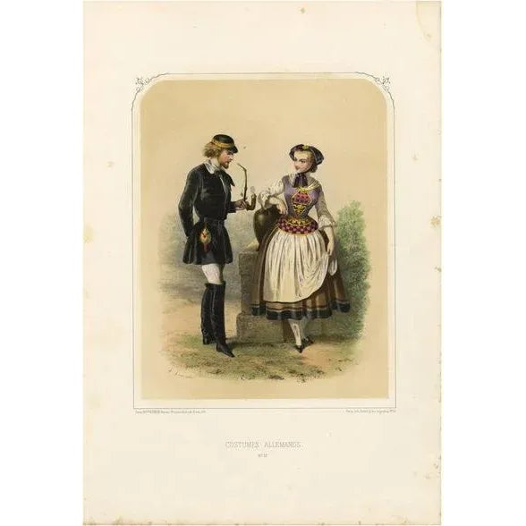 A. Lacouchie, Costumes of Germany, 1850s, Print For Sale - Image 5 of 5