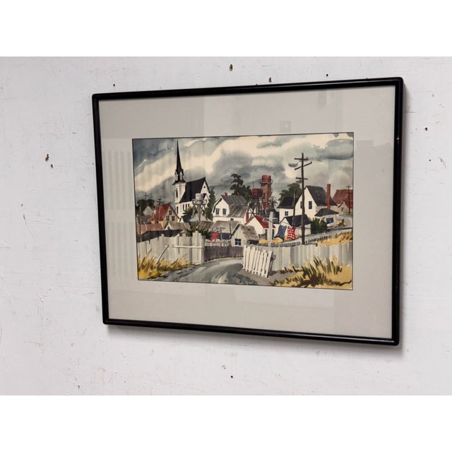 M. B. Pritchard Mendocino Framed Watercolor, Circa 1996 For Sale - Image 4 of 12