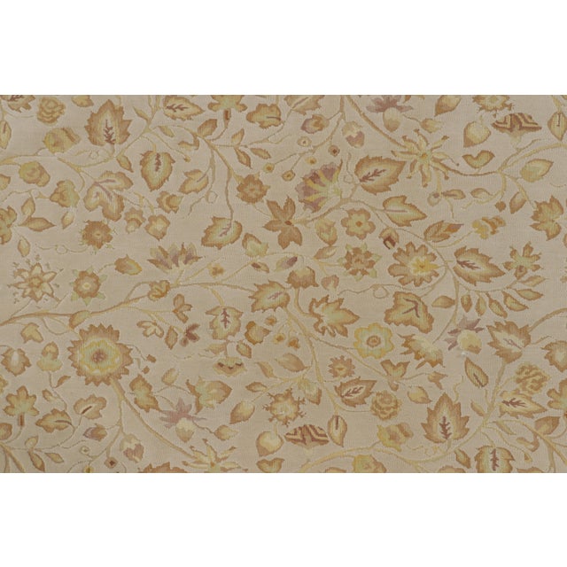 Textile Rug & Kilim’s Tudor Style Rug in White With Beige-Brown Floral Patterns For Sale - Image 7 of 9