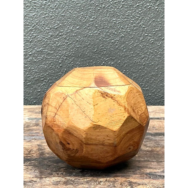 Vintage Faceted Wood Sphere For Sale - Image 12 of 12